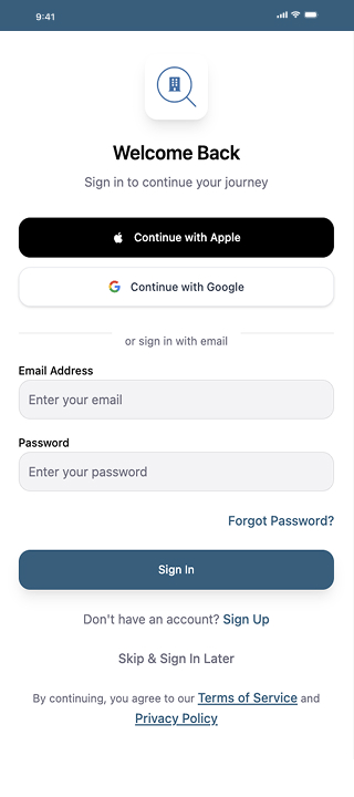 College2Company mobile app job search interface