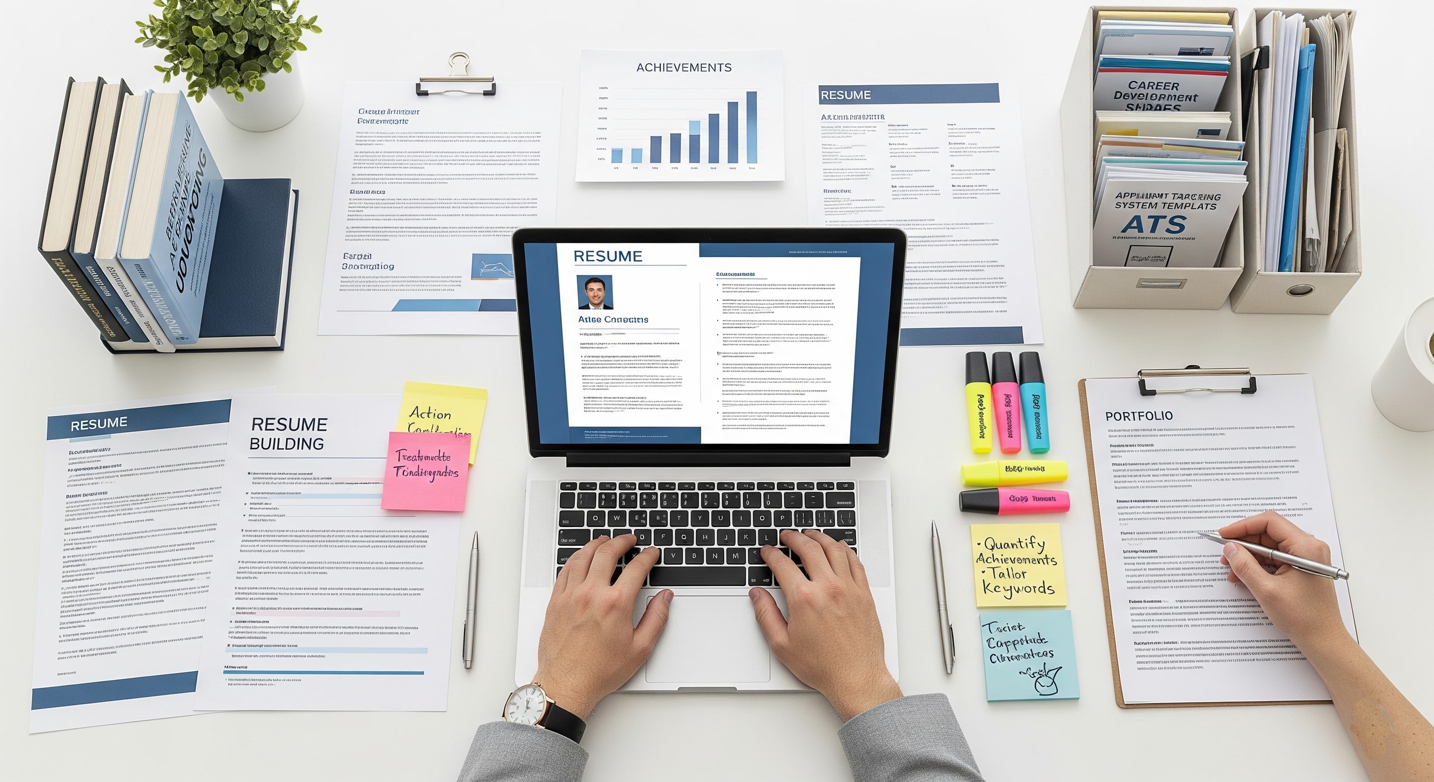 Resume tips illustration showing document creation